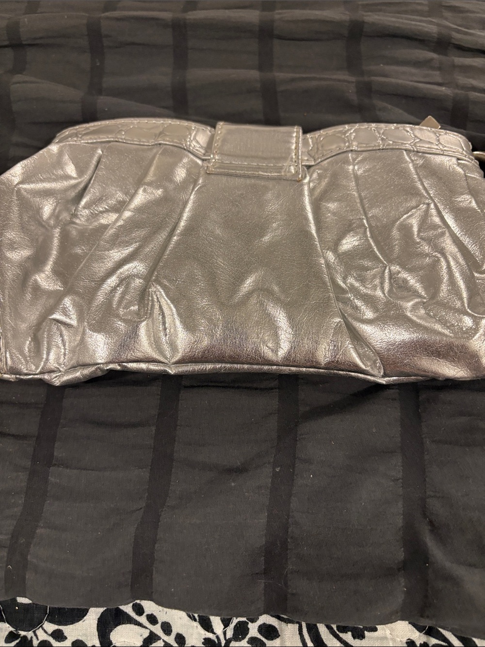 Silver Rhinestone Accent Wristlet Clutch - Picture 9 of 9